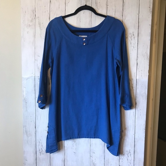 Soft Surroundings Women’s Blue Tunic 3/4 Length Sleeve Top Small - Picture 2 of 16
